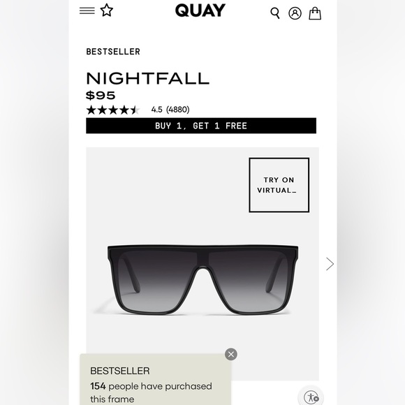 *NWT* Quay Australia Unisex Nightfall Oversized 52mm Polarized Shield Sunglasses - Picture 2 of 9